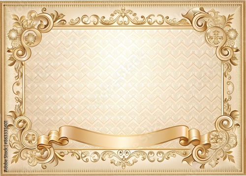 Elegant Certificate Template with Ornate Border and Ribbon