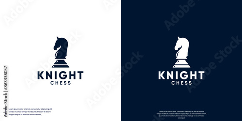 chess horse silhouette, logo design template.