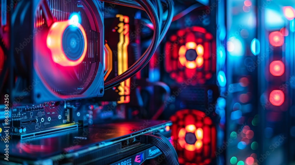 Cutting edge desktop computer on vibrant blue background for futuristic tech enthusiasts Cutting edge desktop computer on vibrant blue background for futuristic tech enthusiasts