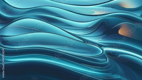 A close up of a blue and green abstract painting, AI