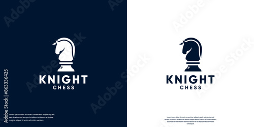 Business strategy, with chess horse symbol, logo design vector.