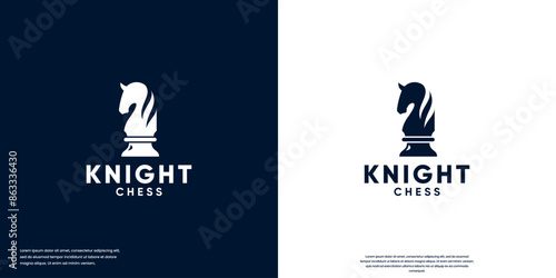 creative dark horse logo, strategy chess symbol, logo design template.