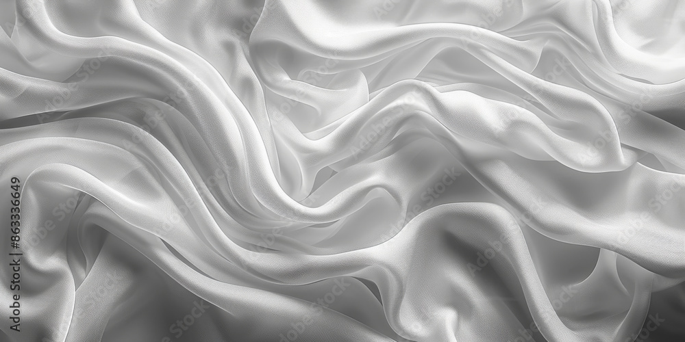 Fototapeta premium satin background White fabric Backdrop Pattern Abstract Texture Design Fashion Vintage Space Wave Color Luxury Wallpaper Beautiful Shape Curtain Textile 