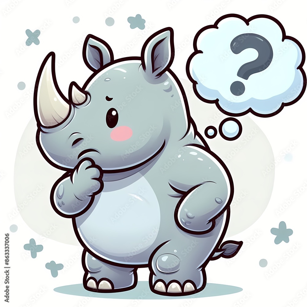 cute rhino confused cartoon vector icon illustration cute rhino confused cartoon vector icon illustration