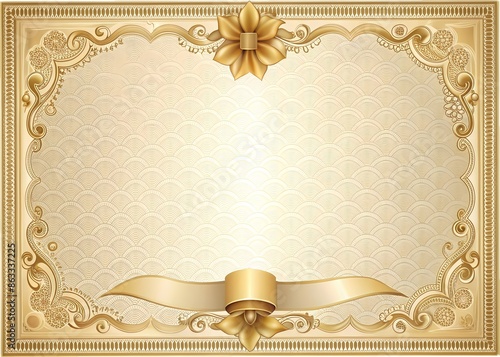 Elegant Certificate Template with Ornate Border and Ribbon