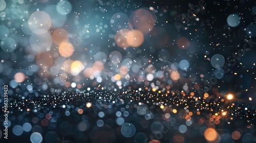 confetti amond dust silver black abstract glitter greeting lights Copy glowing card. magic sparks background. space. Holiday Defocused glistering background dark christmas design.