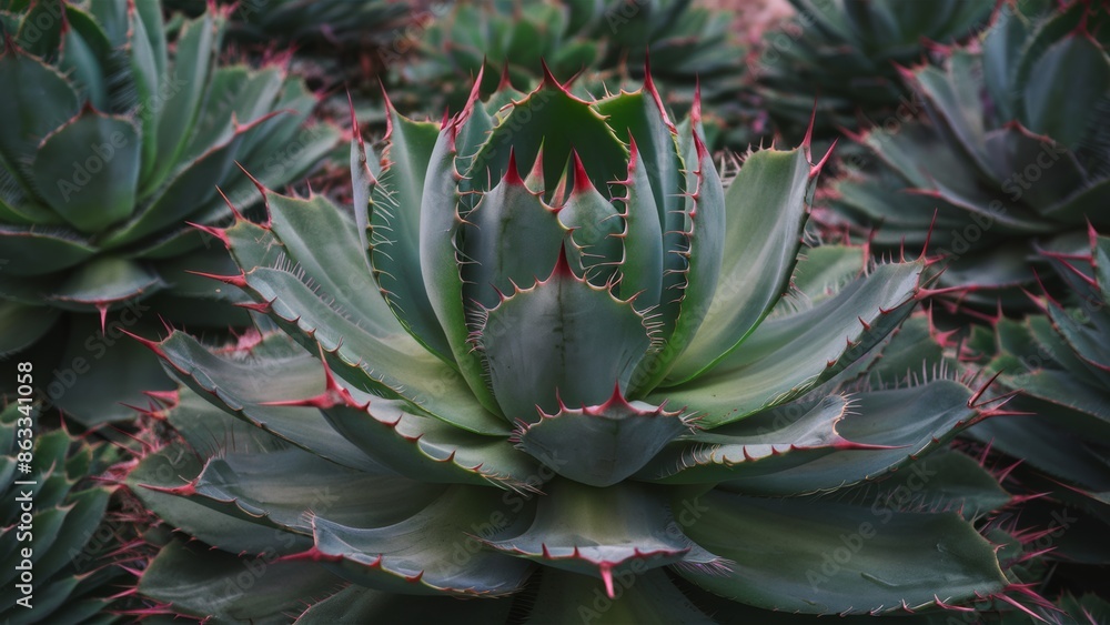 A close up of a plant with many spikes and leaves, AI A close up of a plant with many spikes and leaves, AI