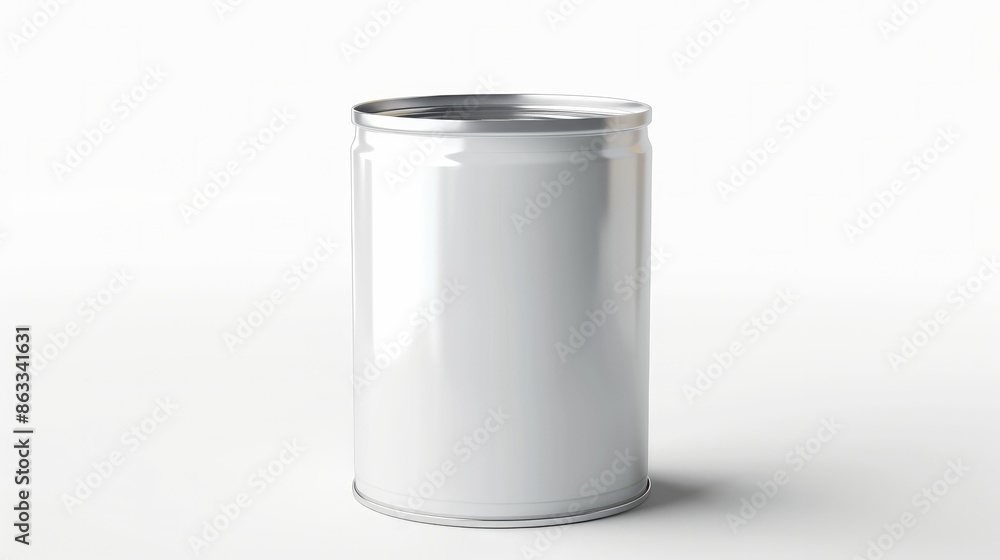 3D render illustration of a white blank metallic tin can mockup isolated on a white background 3D render illustration of a white blank metallic tin can mockup isolated on a white background