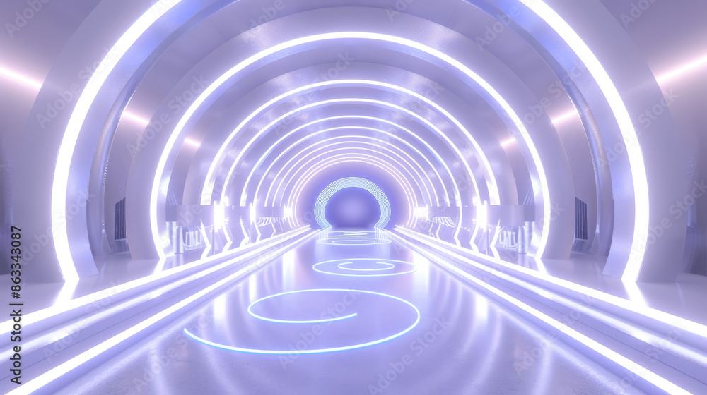 A 3d abstract futuristic light tunnel with purple pink white glowing shine laser lines circles. Modern background A 3d abstract futuristic light tunnel with purple pink white glowing shine laser lines circles. Modern background