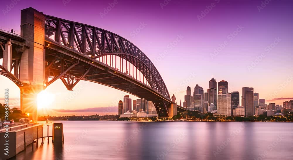 Sydney Harbour Bridge at Sunset with City Skyline in Background Concept Travel photography Landmark photos Sunset cityscape Urban skyline Sydney attractions 4k Sydney Harbour Bridge at Sunset with City Skyline in Background Concept Travel photography Landmark photos Sunset cityscape Urban skyline Sydney attractions 4k