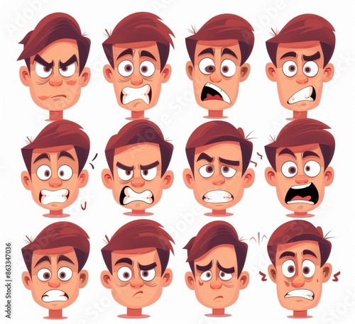 Face expressions in cartoon form. Illustrations of emotions