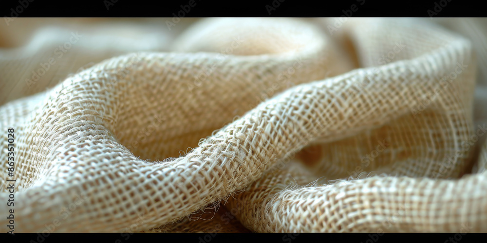 Fototapeta premium Texture Fabric White background linen material canvas clothes textile pattern cotton rough design natural abstract surface burlap sack closeup wallpaper textured structure 
