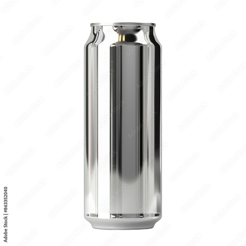 Mockup Displaying Chrome Soda Can on Clear Background Mockup Displaying Chrome Soda Can on Clear Background