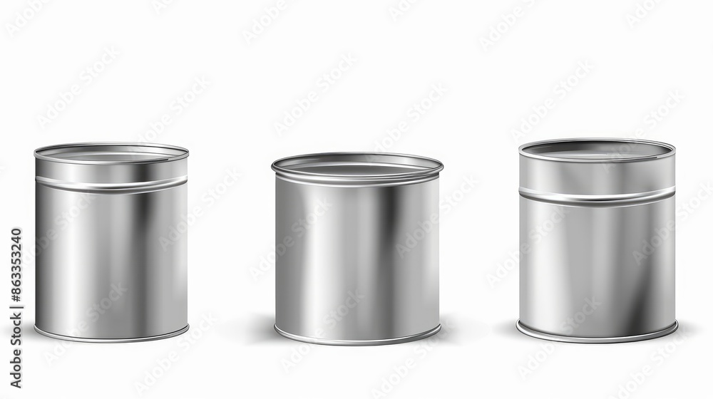 Vector mockup of tin cans of different sizes isolated on a white background Vector mockup of tin cans of different sizes isolated on a white background