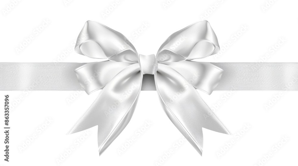 Silver bow and ribbon on transparent background Silver bow and ribbon on transparent background