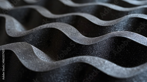 Paneles de Espuma Negra Texturizados y Curvados para Aislamiento Acústico o Amortiguación photo