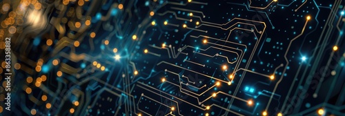 Circuit board, concept of artificial intelligence, virtual reality, data programming, technology and innovation