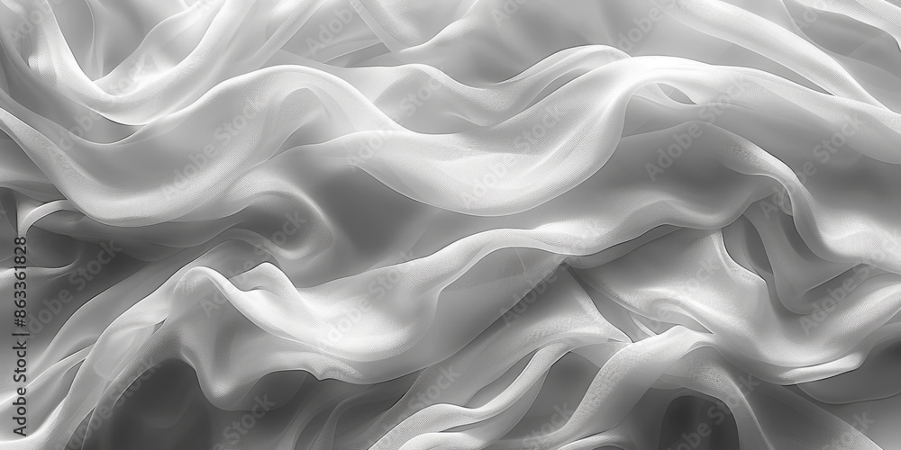 Obraz premium silk white folds Elegant material fold smooth soft softness wave sensual sexual abstract background textile clothing drape calm wrinkle fabric macro dress affectionate texture colours 
