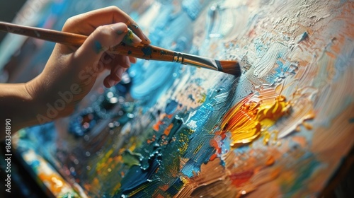 Creativity Unleashed. Painter using oil paints concept