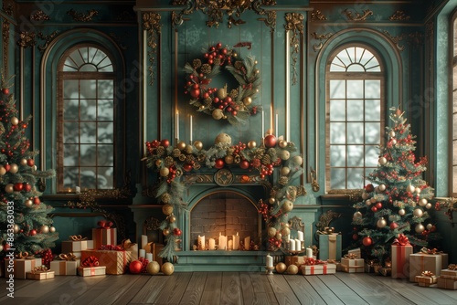 Wallpaper Mural A Festive Christmas Fireplace Scene in a Historic Mansion Torontodigital.ca