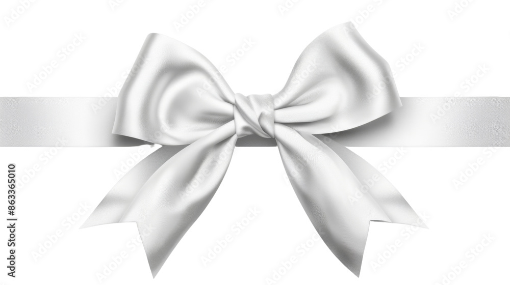Silver bow and ribbon on transparent background Silver bow and ribbon on transparent background