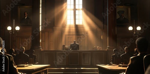 Justice Served. Legal proceedings in a courtroom setting concept photo