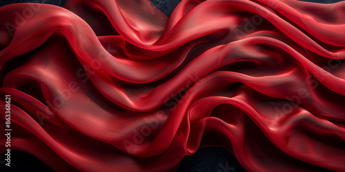 soft abstract threade silk wave desktop copy fabric up black close fold background dark drapery Red isolated black Satin wallpaper frame border clothes red decor satin BorderIsolated material shine  photo