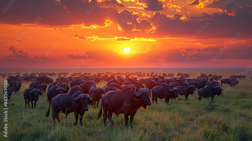 big five - cape buffalos in the serengeti big five - cape buffalos in the serengeti
