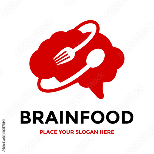 Brain food vector logo template. This design use cutlery with brain symbol. Suitable for business, culinary.