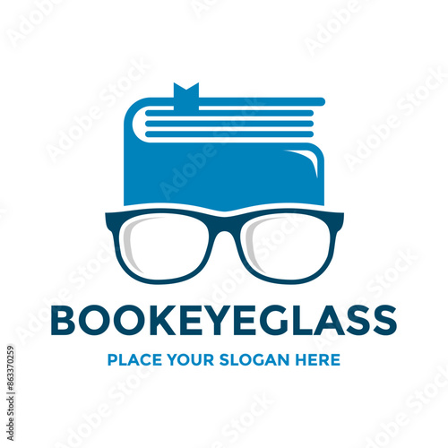 Book eyeglass vector logo template. This design use book and eyeglass symbol. Suitable for education.