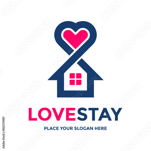 Love stay at home vector logo template This design use love and home symbol. Suitable for business.