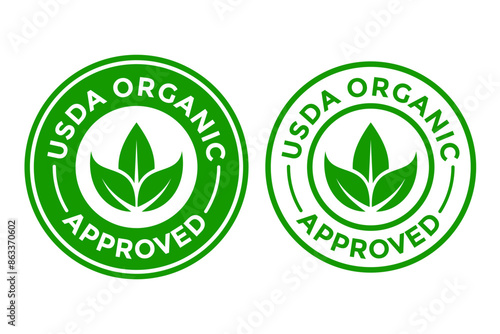 USDA organic approved vector logo template. This design use green leaf. Suitable for product label.