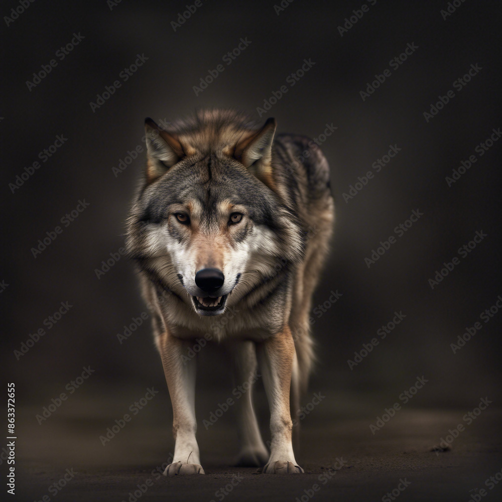 Fototapeta premium wolf roaring illustration background