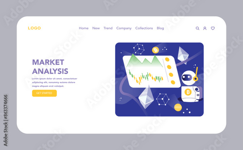 Trading and Crypto Bot concept. Flat vector illustration.