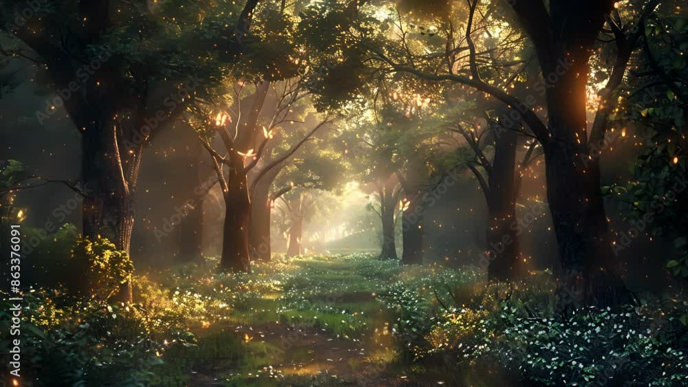 A tranquil forest steeped in an otherworldly glow as if the trees were softly whispering secrets to each other. A tranquil forest steeped in an otherworldly glow as if the trees were softly whispering secrets to each other.