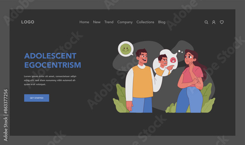 Adolescent Egocentrism concept. Flat vector illustration