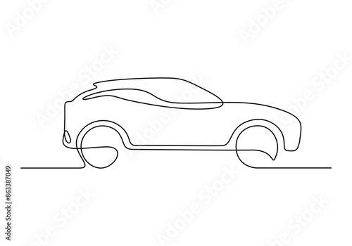 Children toy car continuous one line drawing vector illustration. Pro vector