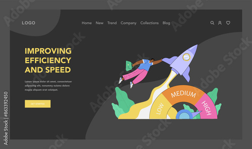 Improving efficiency and speed concept. Flat vector illustration