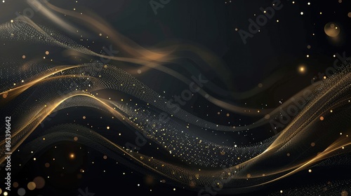 Elegant gold line with light sparkles, creating a sophisticated visual on a sleek black background