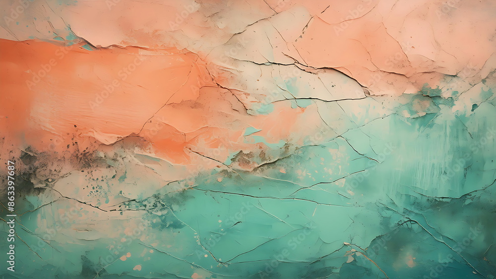 Fototapeta premium Abstract art background with peach, green and white colors. Minimalist design perfect for modern interiors, wall art or wallpaper.