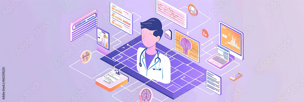 Automated documentation assistant powered natural language processing transcribing medical conversation generating accurate patient report close scrutiny infographic of NLP future medical Automated documentation assistant powered natural language processing transcribing medical conversation generating accurate patient report close scrutiny infographic of NLP future medical