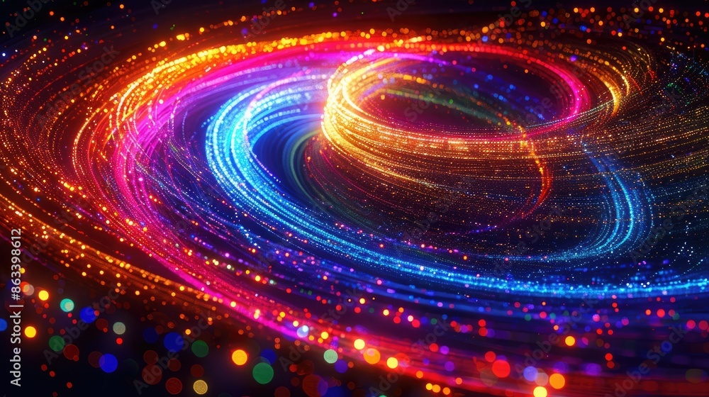 Vivid colored sparks in a shiny spiral wave, offering a dynamic and beautiful display Vivid colored sparks in a shiny spiral wave, offering a dynamic and beautiful display