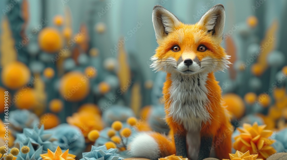 A fox businesswoman on a colorful podium, showcasing a new eco-friendly product line A fox businesswoman on a colorful podium, showcasing a new eco-friendly product line