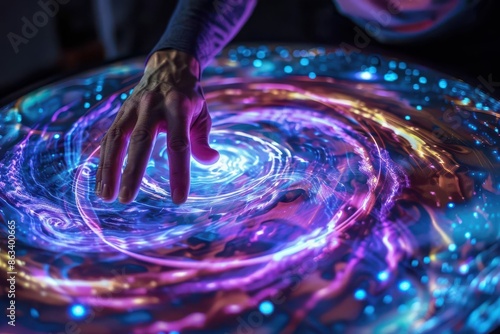 temporal wormhole interface scientists manipulating spacetime fabric in holographic laboratory