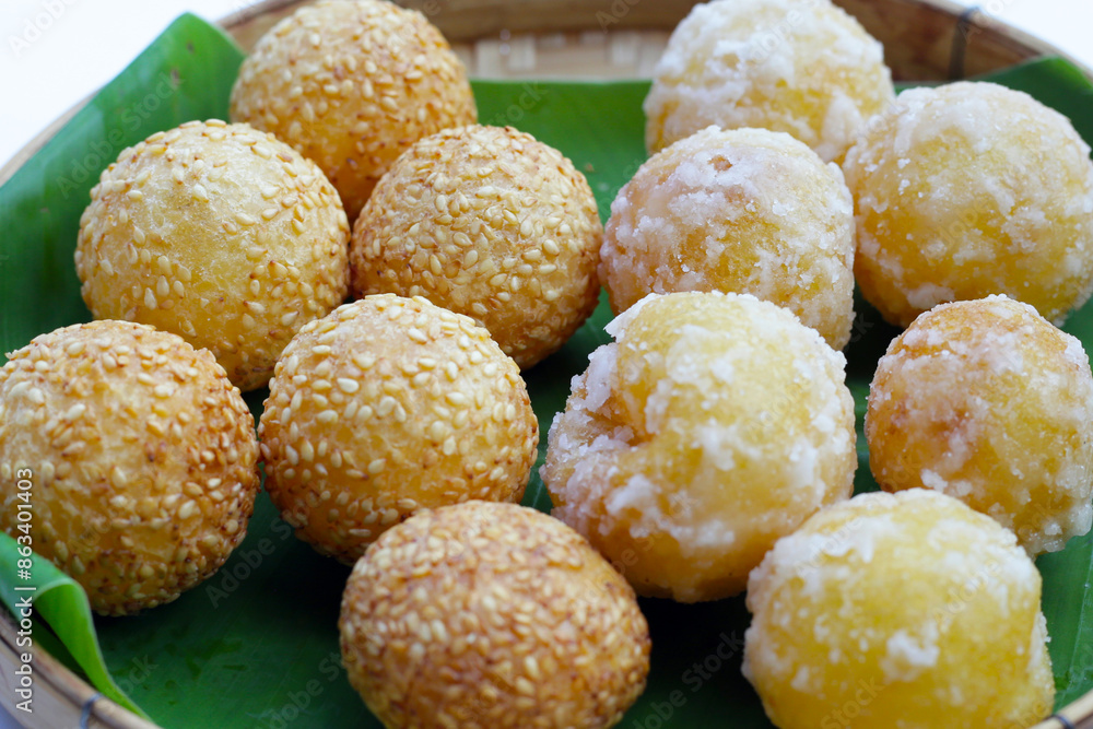 Thai snack, Fried mung bean stuffed balls Thai snack, Fried mung bean stuffed balls
