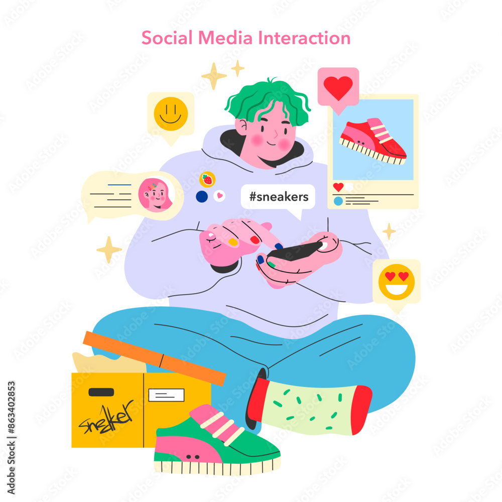 Fototapeta premium Teen Retail Social Media theme. Vector illustration.