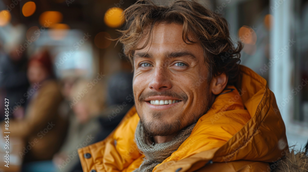 Obraz premium Fashion male model sitting and smiling
