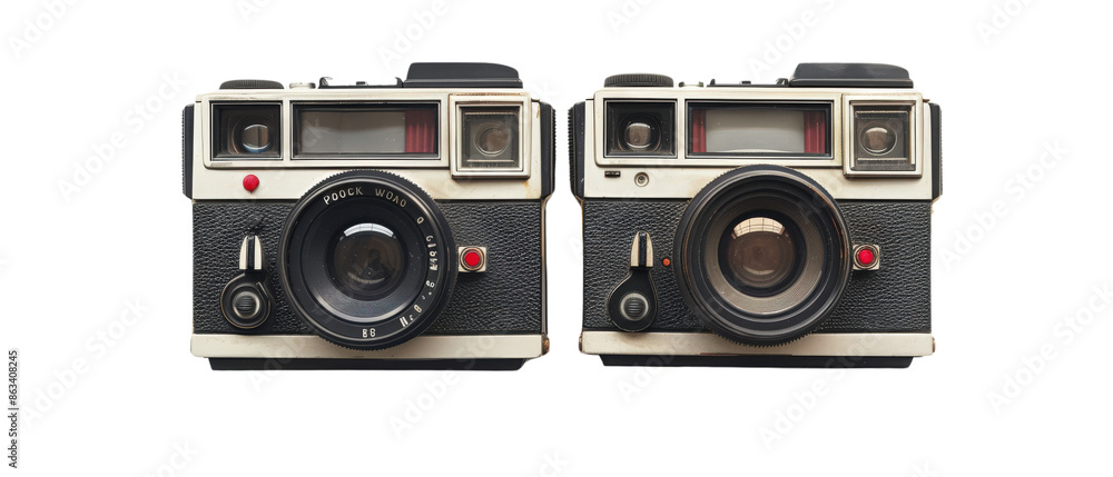 Fototapeta premium Two vintage film cameras side by side.