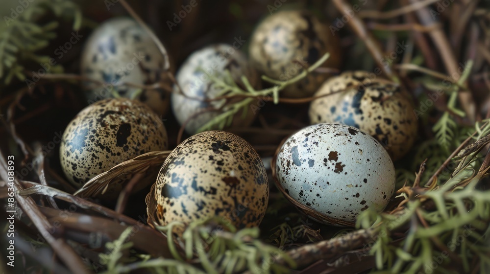 Nesting materials containing quail eggs Nesting materials containing quail eggs