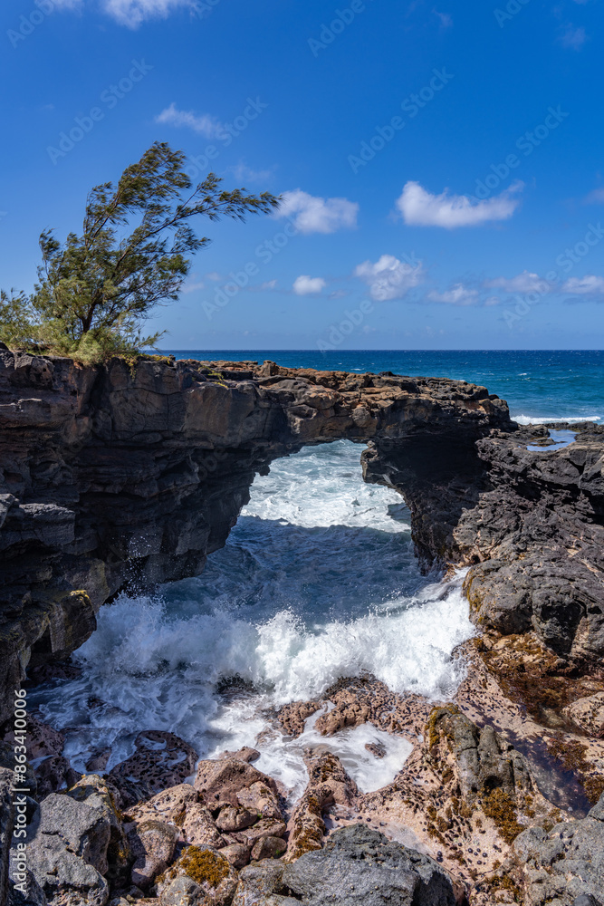 Lava rock Sea Arch, Makahuena Light, Koloa, Kauai South Shore,Hawaii. Koloa Volcanics
Lava rock Sea Arch, Makahuena Light, Koloa, Kauai South Shore,Hawaii. Koloa Volcanics